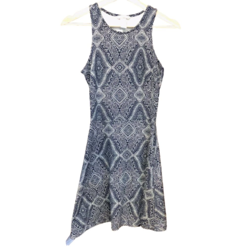 Blue / White Patterned A Line Dress Size XS